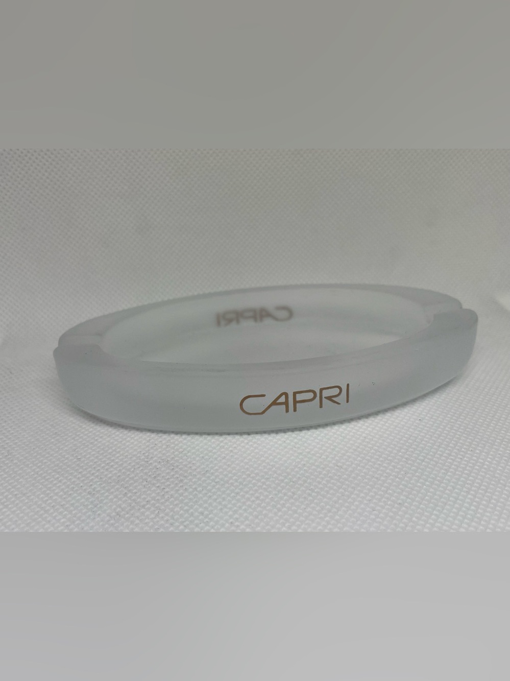 Vintage CAPRI Cigarette Ashtray Frosted Glass 2 Rests 4”x 2.5” Unused NWOT New